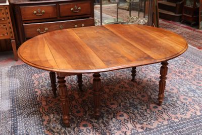 Table ovale de salle à manger à volets en bois naturel moulu…