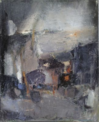 une image représentant un tableau où l'on voit un homme et une femme dans la rue