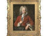 portrait of a gentleman in a red coat holding a book