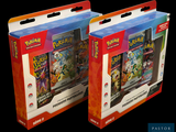 two packs of pokemon trading cards in the box