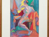 an image of a painting of a man sitting on a chair