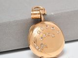 gold - plated pocket watch with crystal - encrusted dial and chain