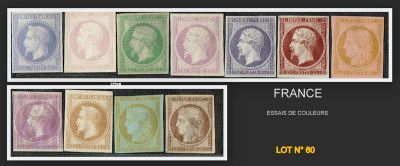 un lot de quatre timbres de couleurs différentes représentant un homme