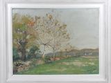 an image of a painting of a tree in a field