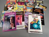a lot of comic books that are on the table