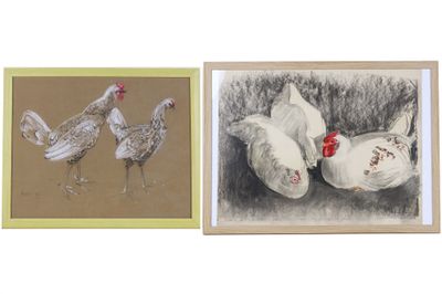 Hélène RIVIERE (1896-1977) Ensemble de 2 dessins : - Photo 1