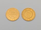 deux pièces d'or, dont l'une est un souverain et l'autre un souverain