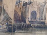 a picture of a painting of a boat in the water