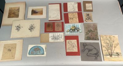 a table that has a lot of different pictures on it