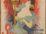 an old poster of a woman holding a lamp in her hand