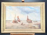a picture of a painting on a easel on display