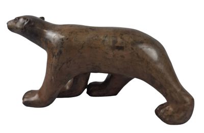 statue of a brown bear on a white background