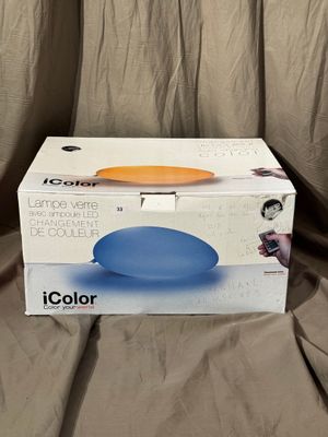 ICOLOR Lampe verre avec ampoule LED changement couleur