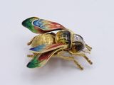 a colorful insect that is sitting on a white surface
