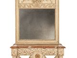 un miroir et une table sur laquelle est posé un miroir