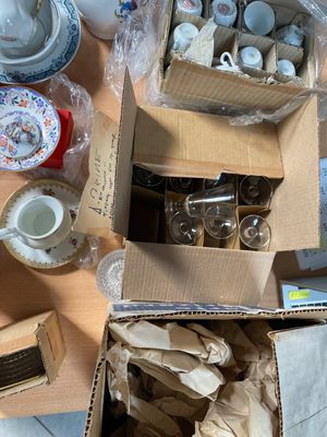 many boxes of tea and coffee on the table