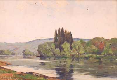 Léon LAUNAY (1890-1956), Bords de Seine, huile sur panneau, …
