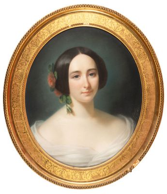 FINEL (XIXe siècle) : "Portrait d'une jeune femme", pastel sur papier  - Photo 1