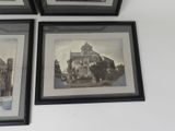 three framed photographs of a church and a church steeple on a wall