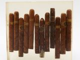 cigars in a clear box on a white background