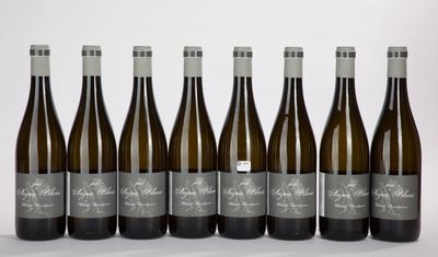 six bottles of wine are lined up in a row