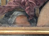 a picture of a painting of a woman holding a cat