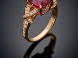 a pink tourmaline and diamond ring