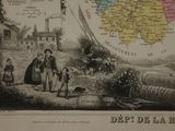 a drawing of a map of france with a man and a child