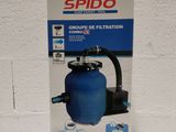 a close up of a box of a blue water filtrator
