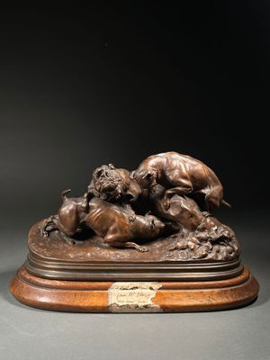 Pierre-Jules MENE (1810-1879). Trois chiens au terrier chass… - Photo 1