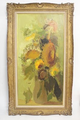 Denise BOURDOUXHE (1925) Composition aux tournesols.