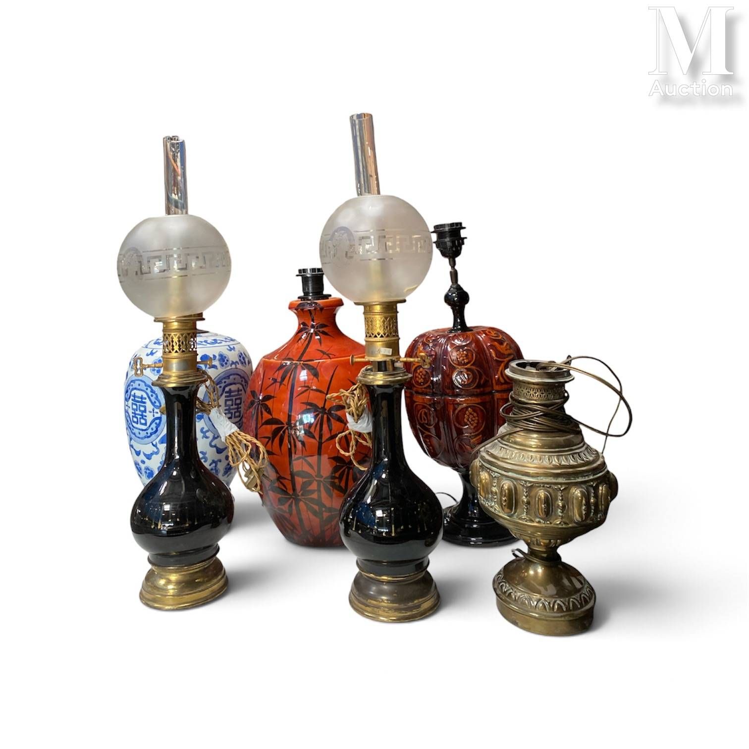 Lot de six pieds de lampes divers