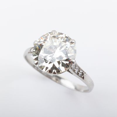 Bague diamant solitaire taille brillant, 5.40 carats, couleu… - Photo 1