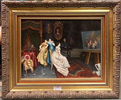an image of a painting of two women in a room