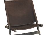 the chair is made of leather and has a metal frame