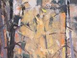 an oil painting of a tree in the middle of a forest