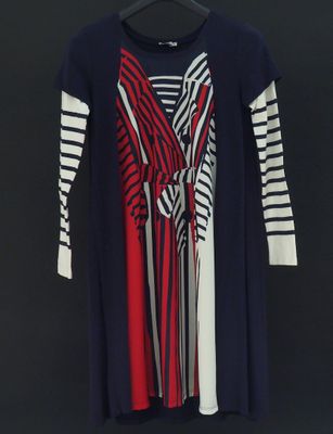 Junior GAULTIER, Robe bleu marine, à décor d'un manteau en t…