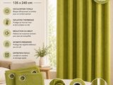 rideaux thermiques verts avec œillets et œillets