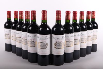 six bouteilles de vin rouge alignées sur une surface blanche