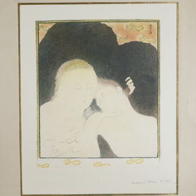 une photo d'un tableau représentant une femme tenant un chat