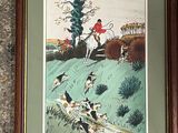 tableau représentant un homme à cheval, avec un groupe d'oiseaux au premier plan