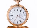 an image of a gold pocket watch with roman numerals on the face