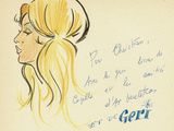 un dessin représentant une femme aux longs cheveux blonds