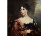 un portrait d'une femme en robe rouge, réalisé par [nom de l'artiste]