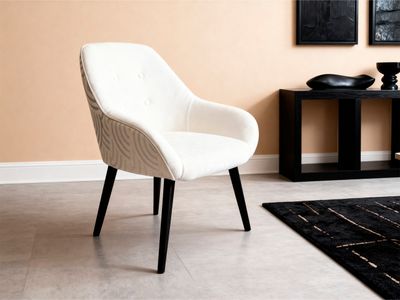 Lot DE 4 Fauteuils 65x56x80cm Blanc Jacquard