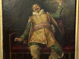 an image of a painting of a man with a hat and a cane