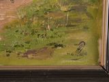 a painting of a man riding a horse in a field
