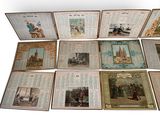 a lot of old books with pictures of people on them