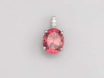 a pink tourmaline and diamond pendant