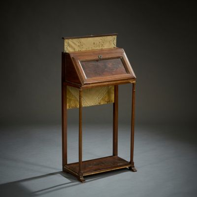 une image représentant un bureau en bois avec un plateau en marbre
